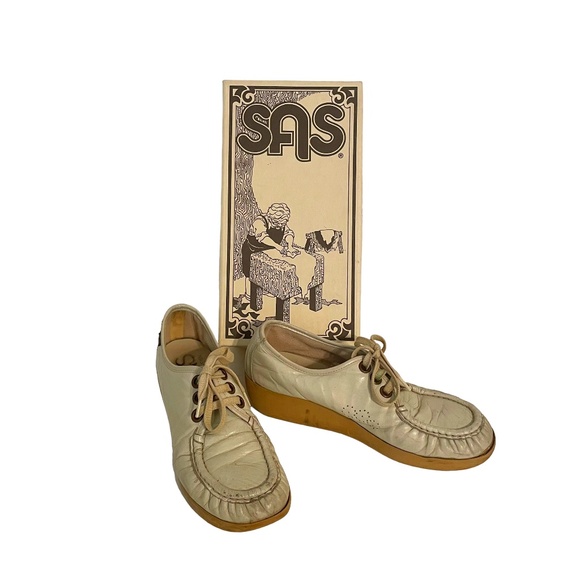 SAS Shoes - SAS Siesta Vintage Leather‎ Chunky Heel Lace Up Loafer Sneaker Size 7/7.5